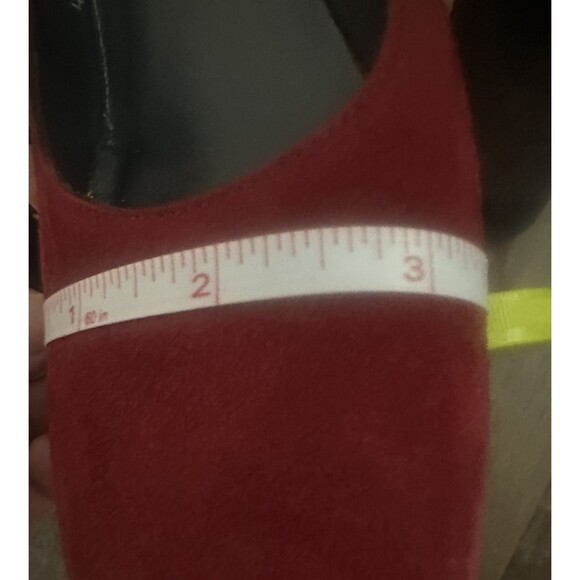 Stuart Weiztman Red Suede Square Toe Heels Pumps Women's Narrow 7.5 N - Picture 14 of 16